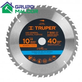 Disco Para Madera, 10" X 40 Dientes Centro 1", Truper