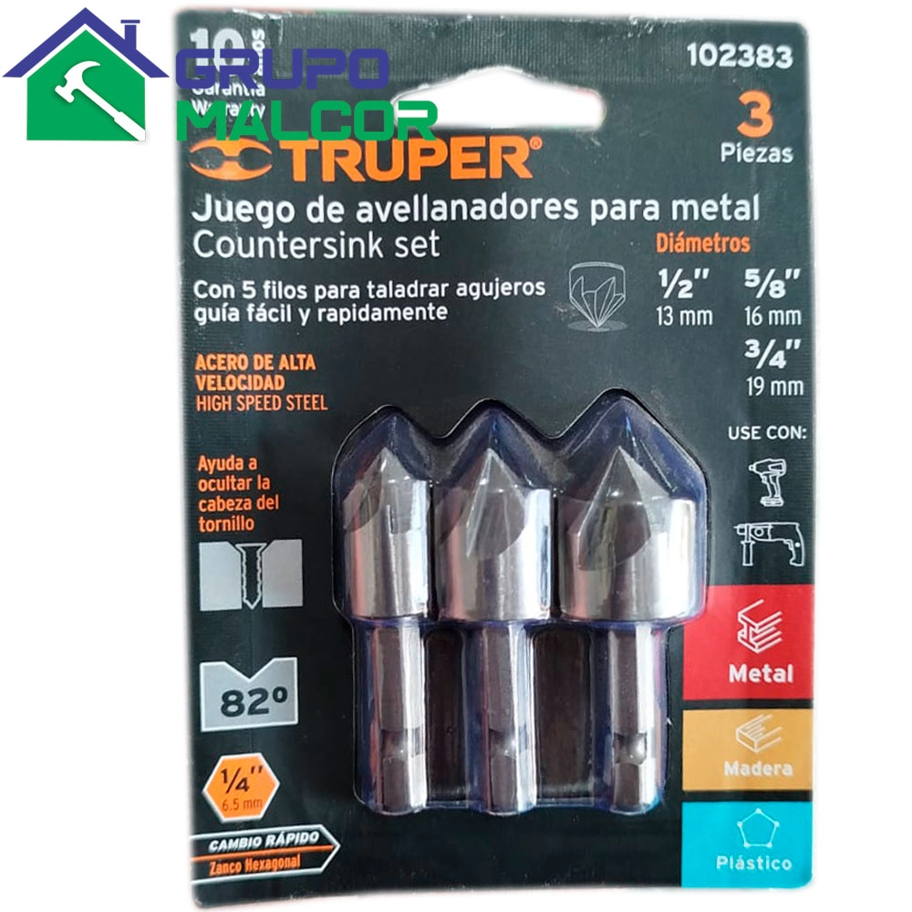 Juego de avellanadores 3 pzas 102383 Truper