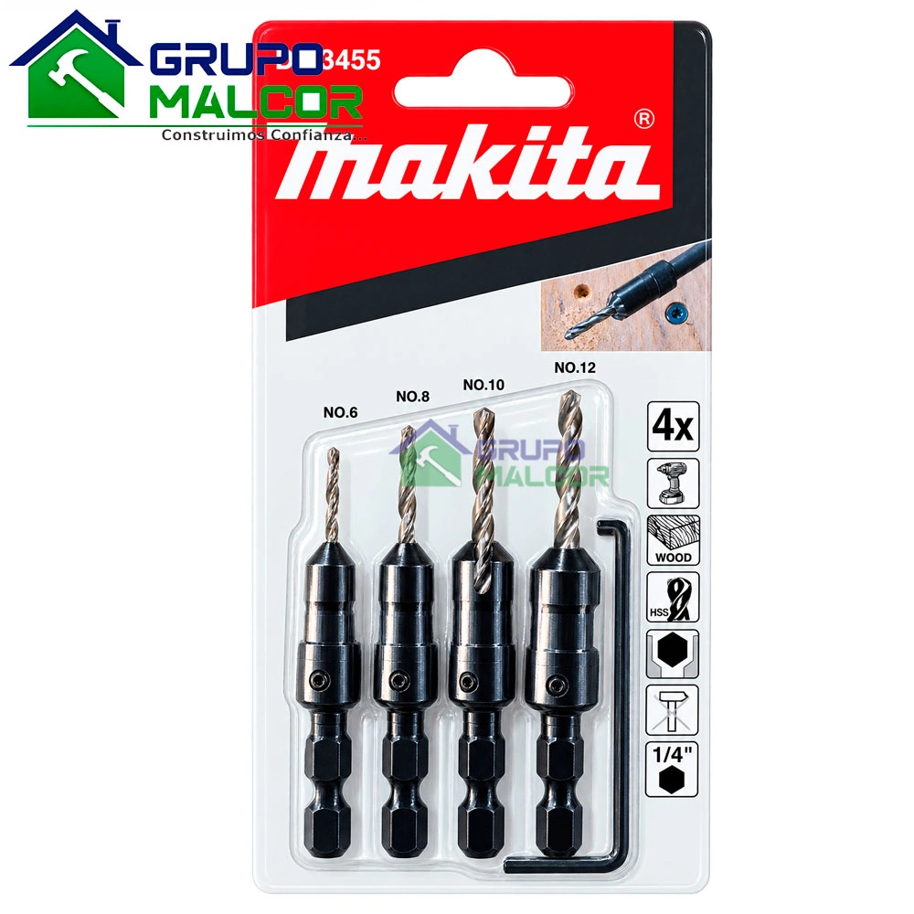 Juego de brocas con avellador 73455 MAKITA