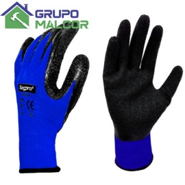Guantes azul y negro palma de latex
